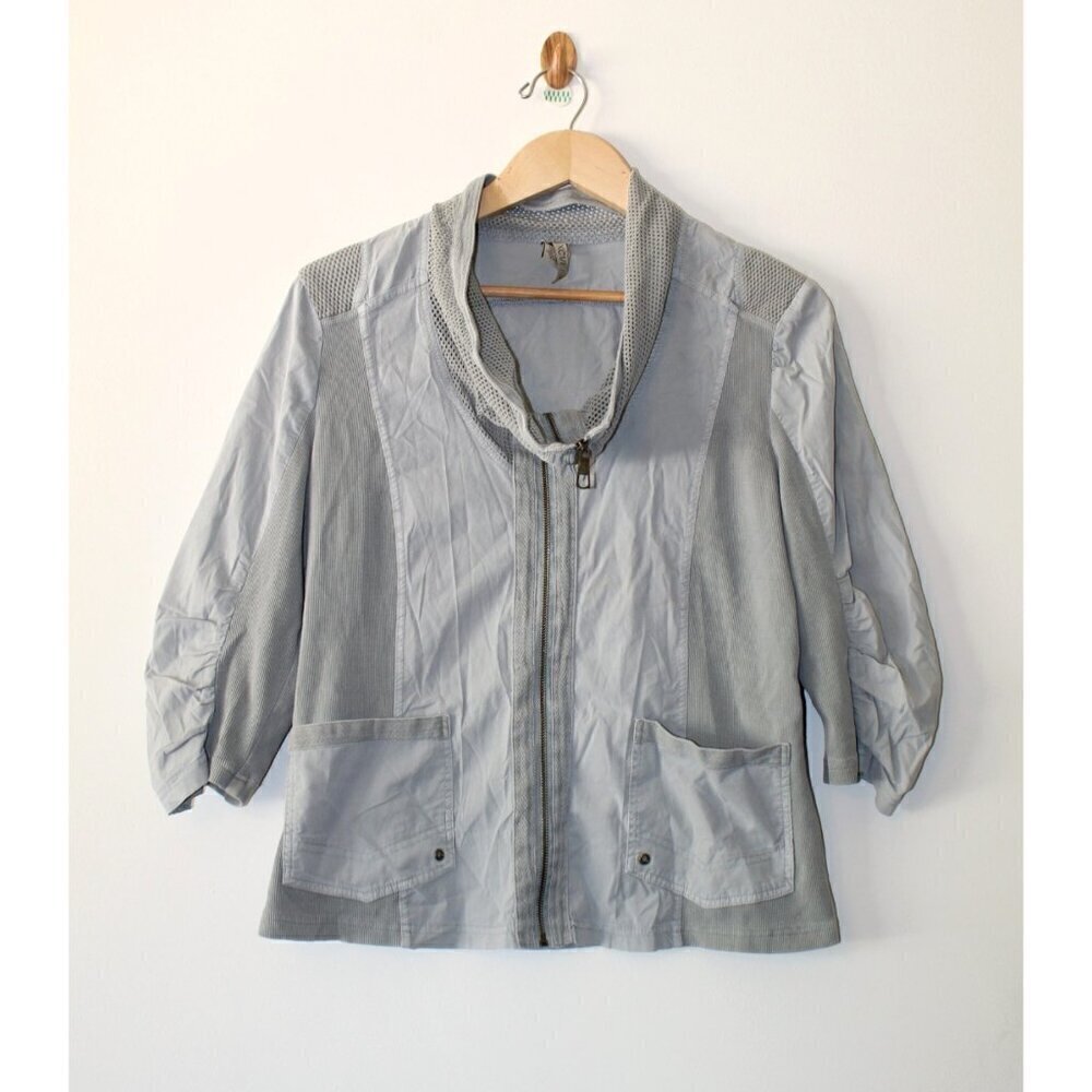 XCVI Women's Top Size L Cargo Full Zip up Cotton Blend Pockets